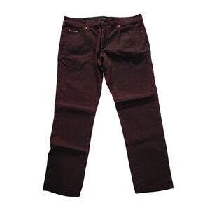 Y2K Fried Demin Streetwear Stretch Slim Colored Denim Jeans Burgundy‎ Size 36